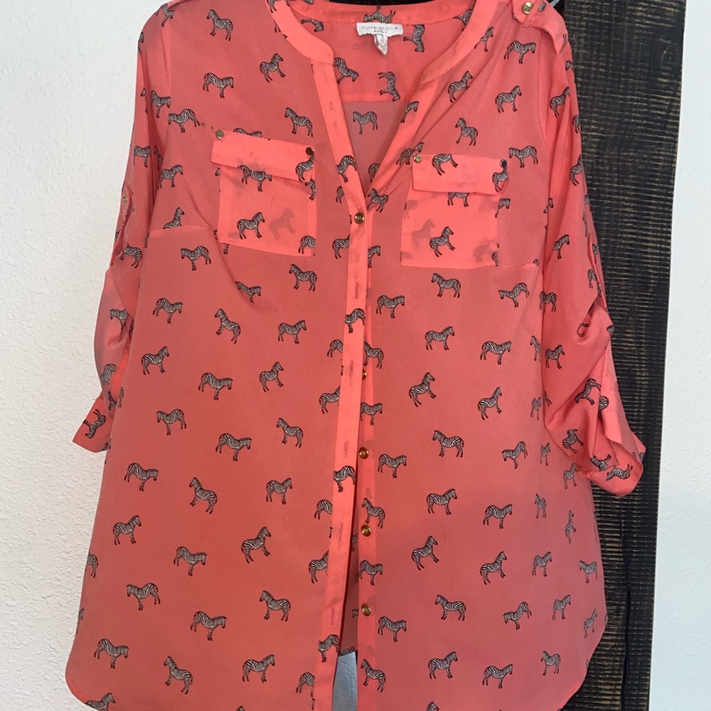 0x charter club Pink zebra blouse